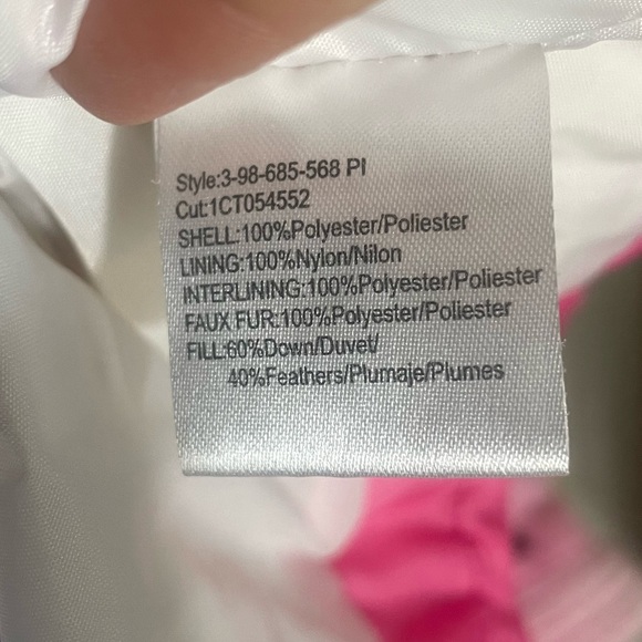 ROPER Pink & White Ombre Puffer Vest Faux Fur Trimmed Hood Size XL - Picture 8 of 8